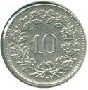 p10 centů Švýcarsko